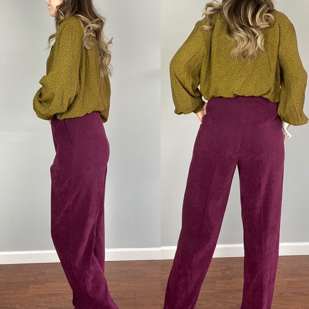 Vintage dead stock high waisted burgundy trousers pants. Straight leg
